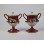 Pair of porcelain Dresden lidded vases
