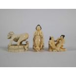 Lot with 3 erotic ivory netsukes