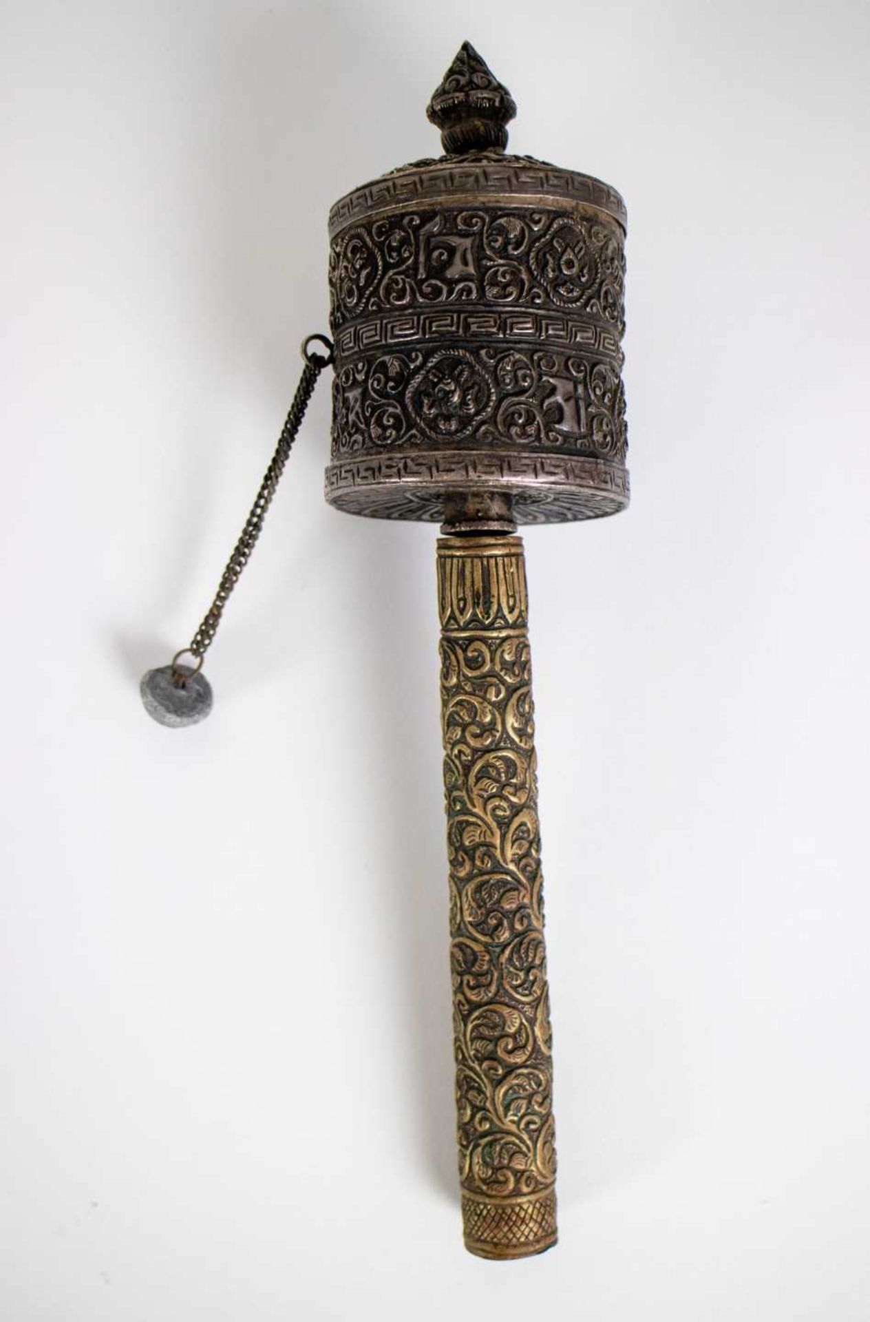 Silver rose water bottle and Tibetan prayer wheel - Bild 3 aus 3