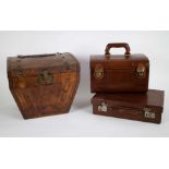 Lot leather travel boxes and hat case