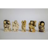 Lot with 5 changing face ivory netsukes