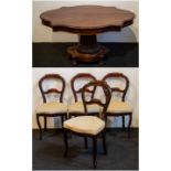 Violin table with 4 Louis Philippe chairs