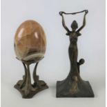 Art Nouveau bronze + Onyx egg