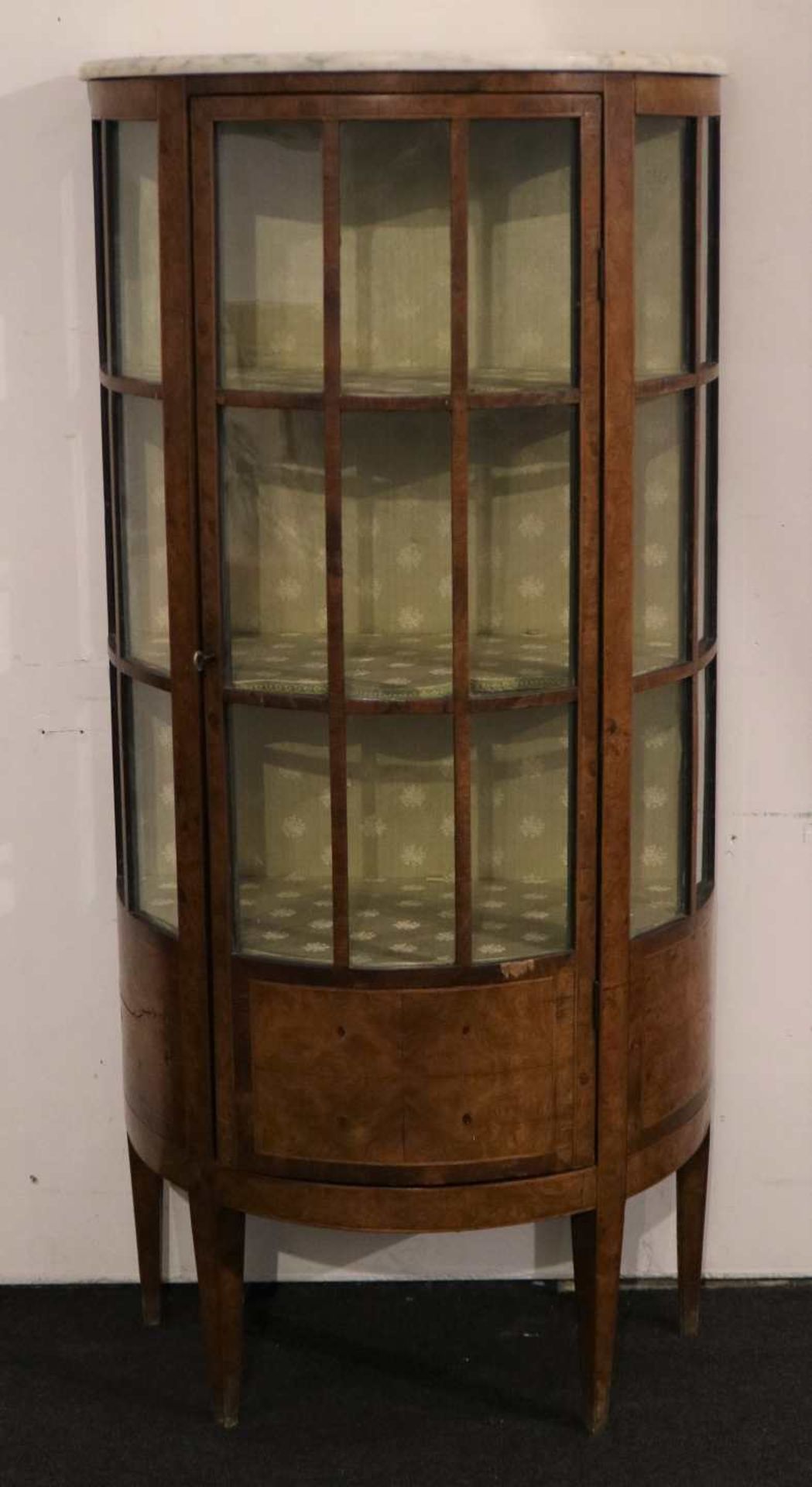 Display cabinet with white marble top