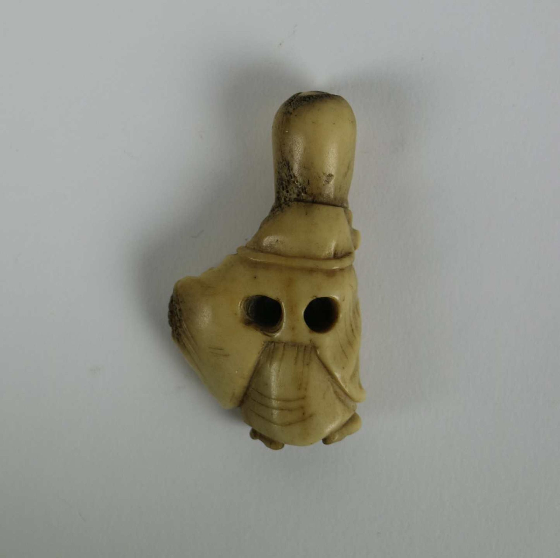 Carved deer horn netsuke or Fukurokuji - Bild 2 aus 3