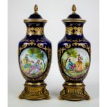 Pair of Cobalt blue vases Sèvres style