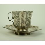 Chinese silver saucer and coffee cup late 19th