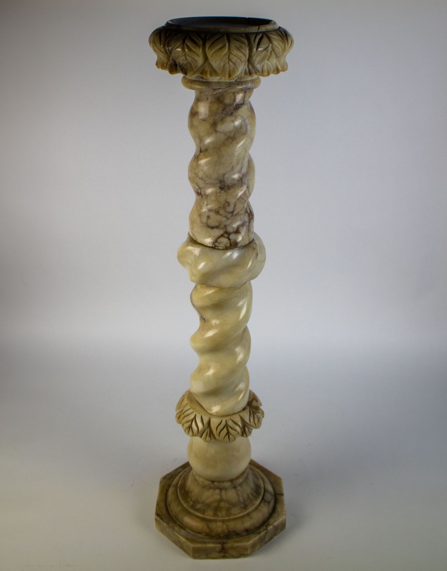 Spiral carved alabaster pedestal