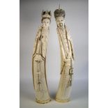 Large Chinese ivory figures Emperor and Empress