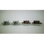 2 pair of fine painted Qianlong cup and saucers