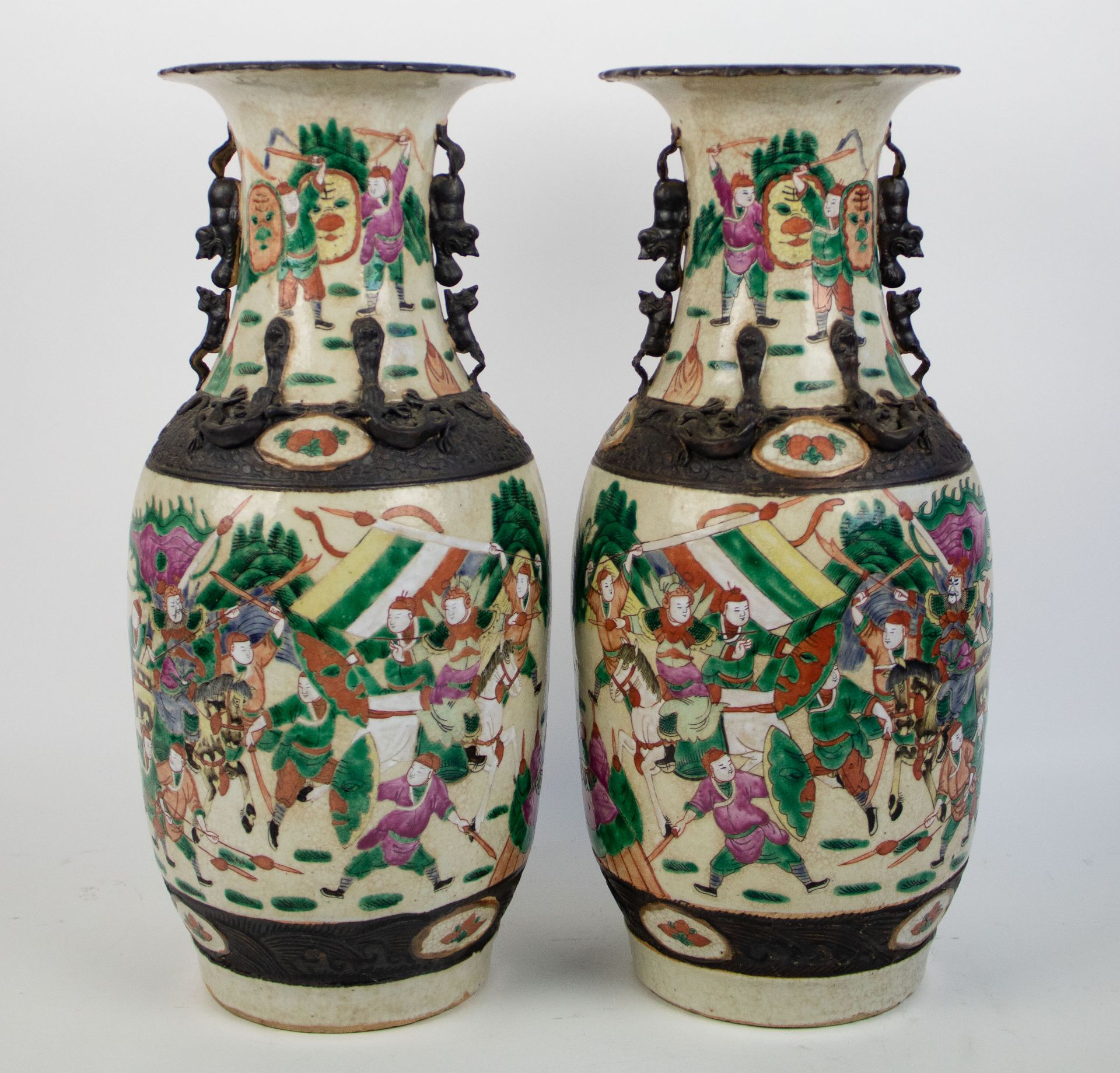 A pair of Chinese Nankin vases