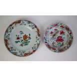 2 famille rose plates Qianlong