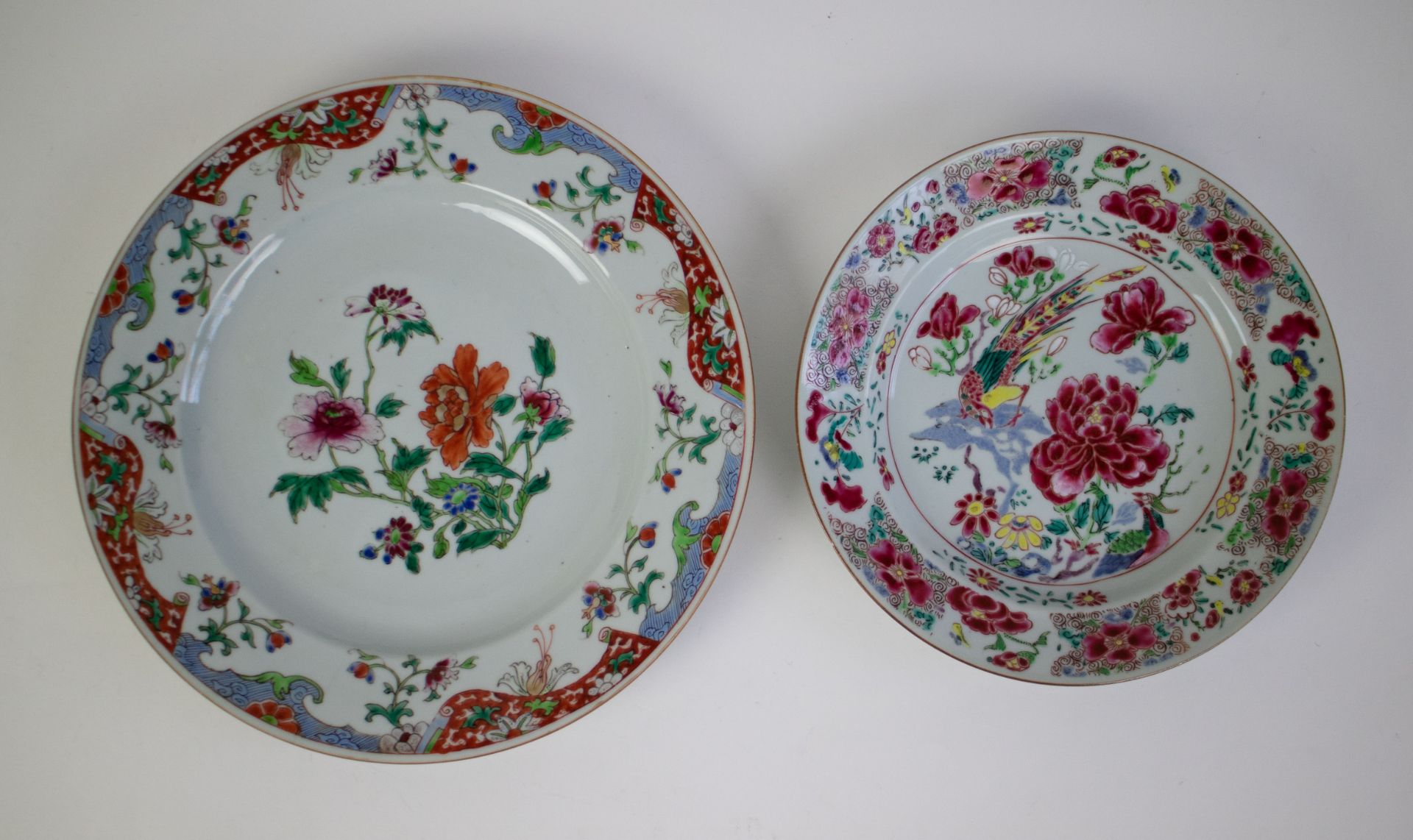 2 famille rose plates Qianlong