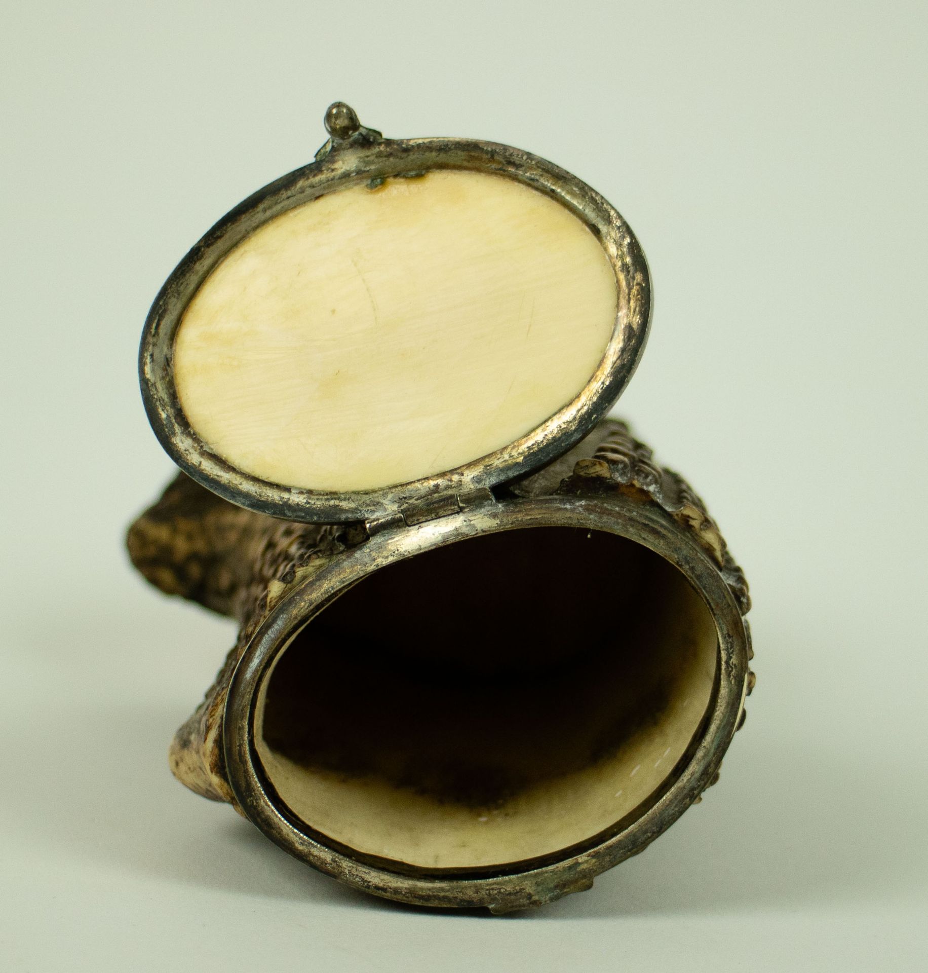 Tobacco box with stag horn and ivory 19th century - Image 4 of 4