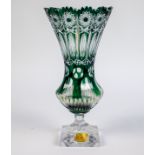 Green crystal vase Val Saint Lambert