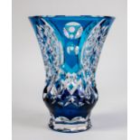 Blue crystal vase Val Saint Lambert