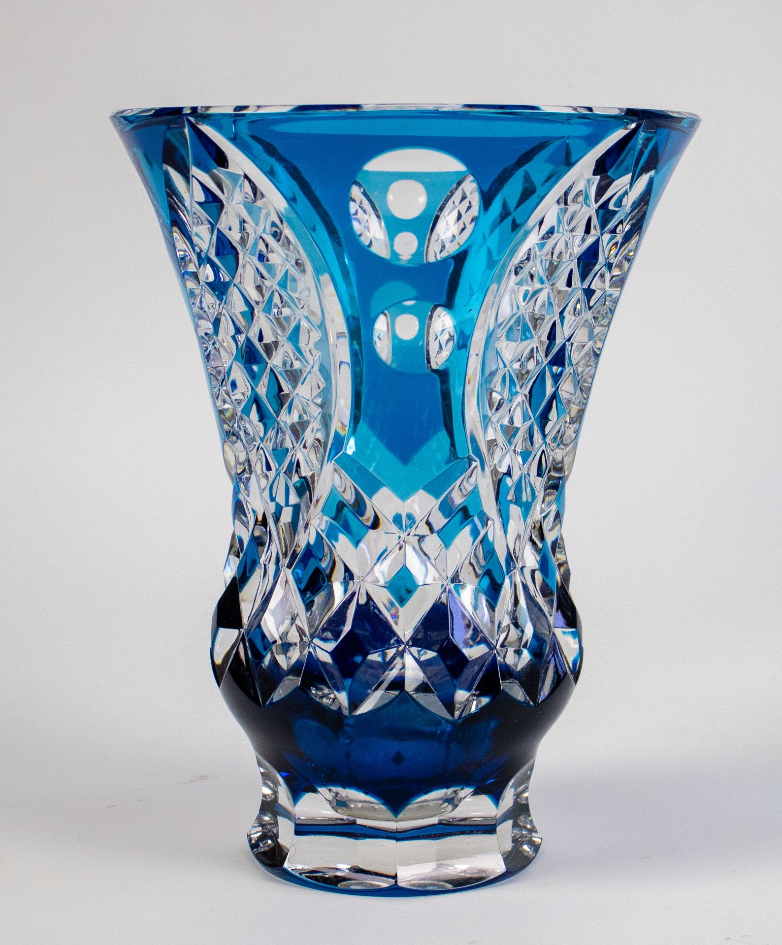 Blue crystal vase Val Saint Lambert