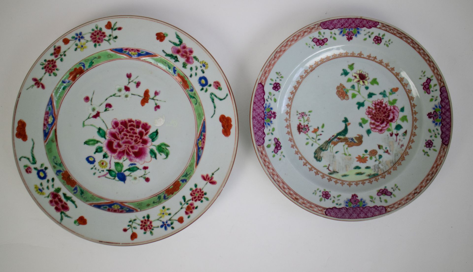 2 famille rose plates Qianlong