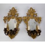 2 Italian gilt wooden mirrors with lights