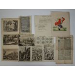 Lot with prints, parchment and engravings