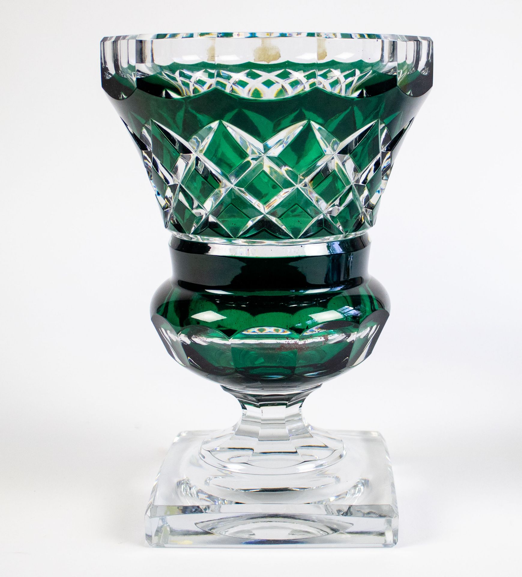 A green Val Saint Lambert vase