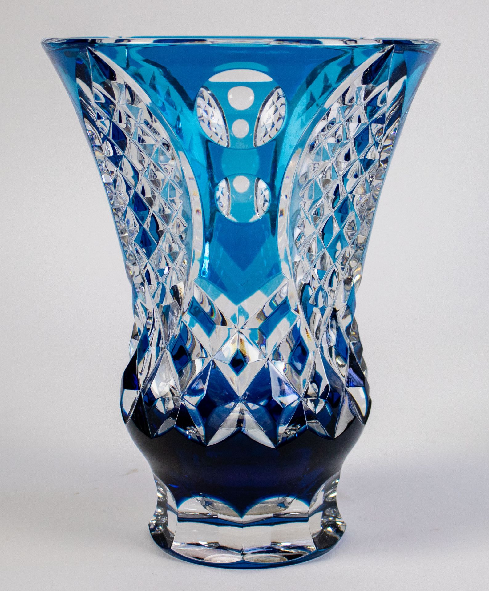 Blue crystal vase Val Saint Lambert - Image 3 of 6