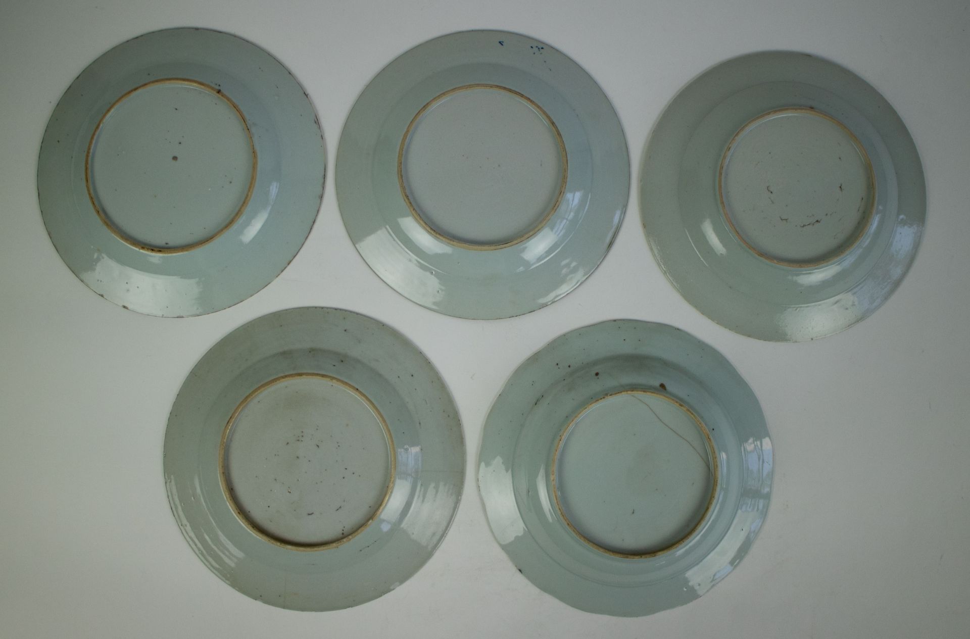 5 blue/white Chinese plates 18thC - Bild 4 aus 4