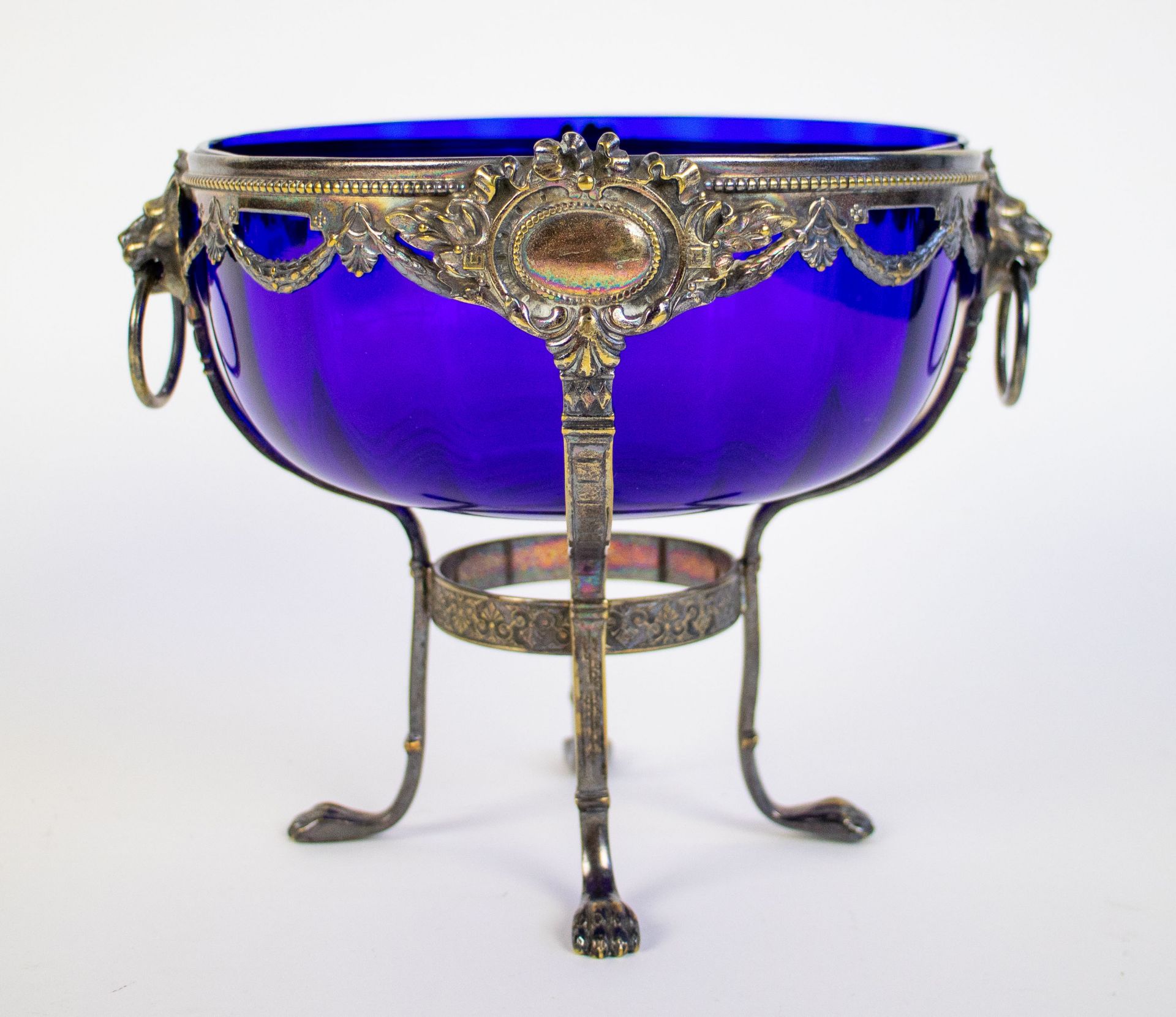 Blue glass cup in silver WMF frame