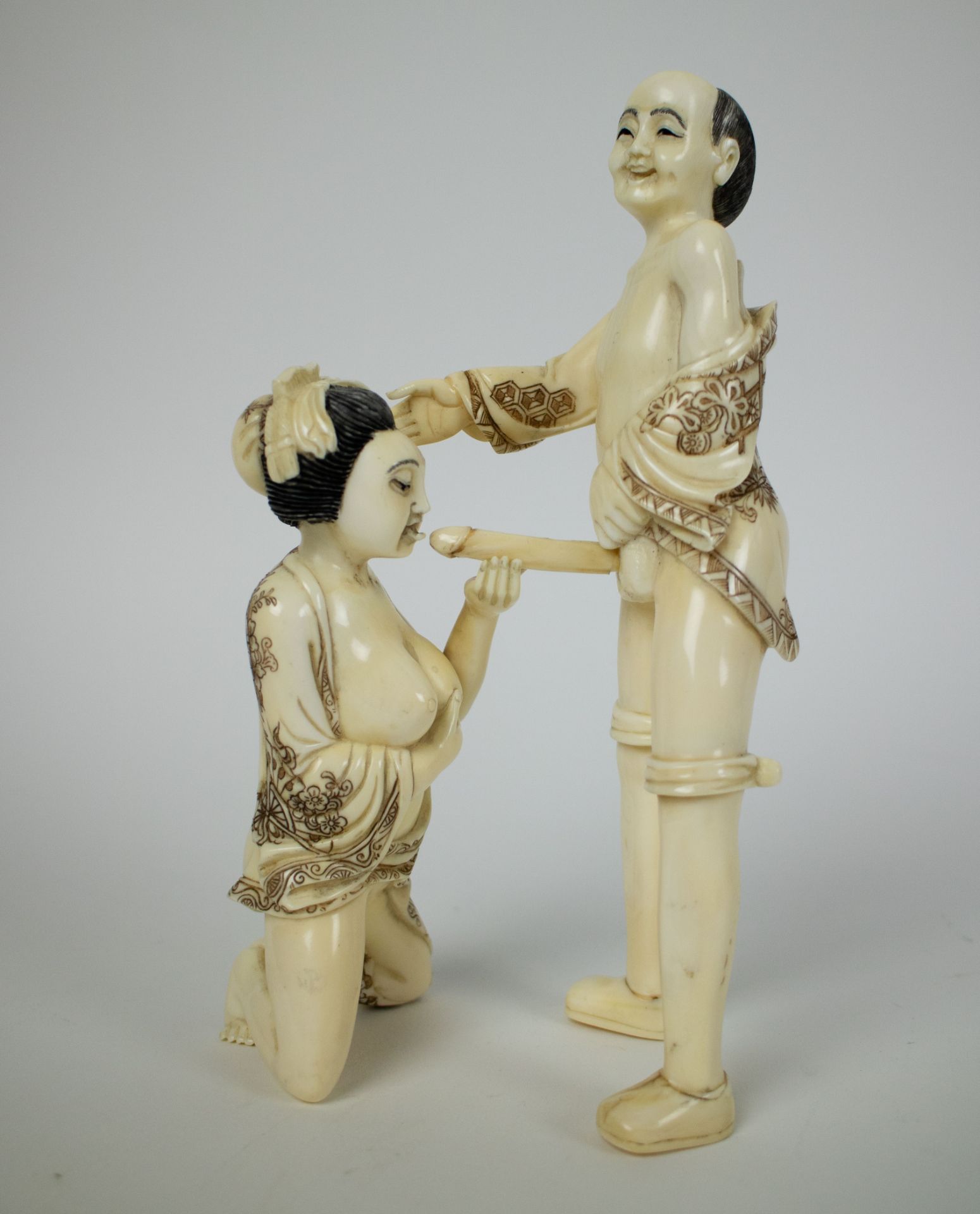 Erotic Meji Ivory Okimono