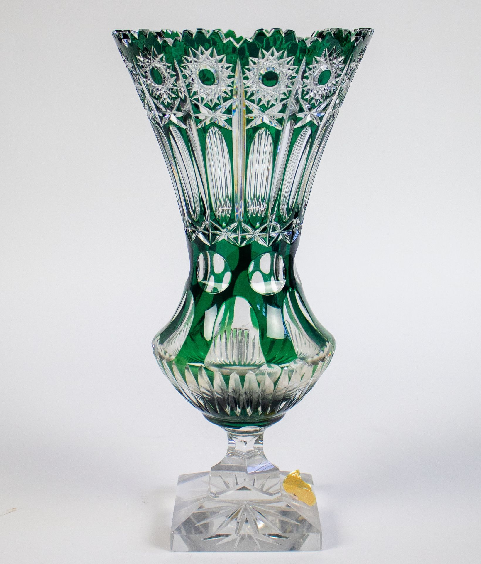 Green crystal vase Val Saint Lambert - Bild 4 aus 6