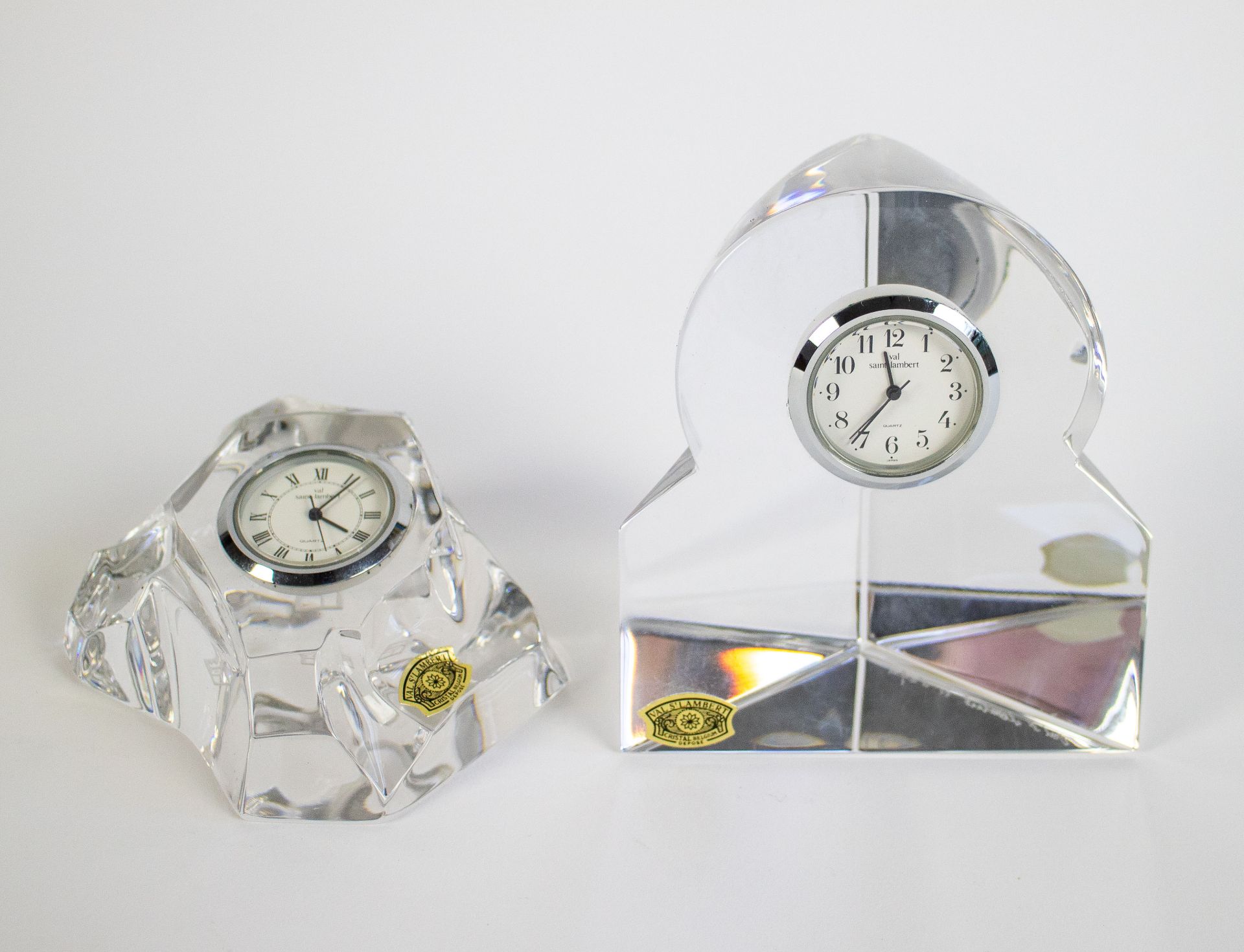 Lot with 2 crystal clocks Val Saint Lambert