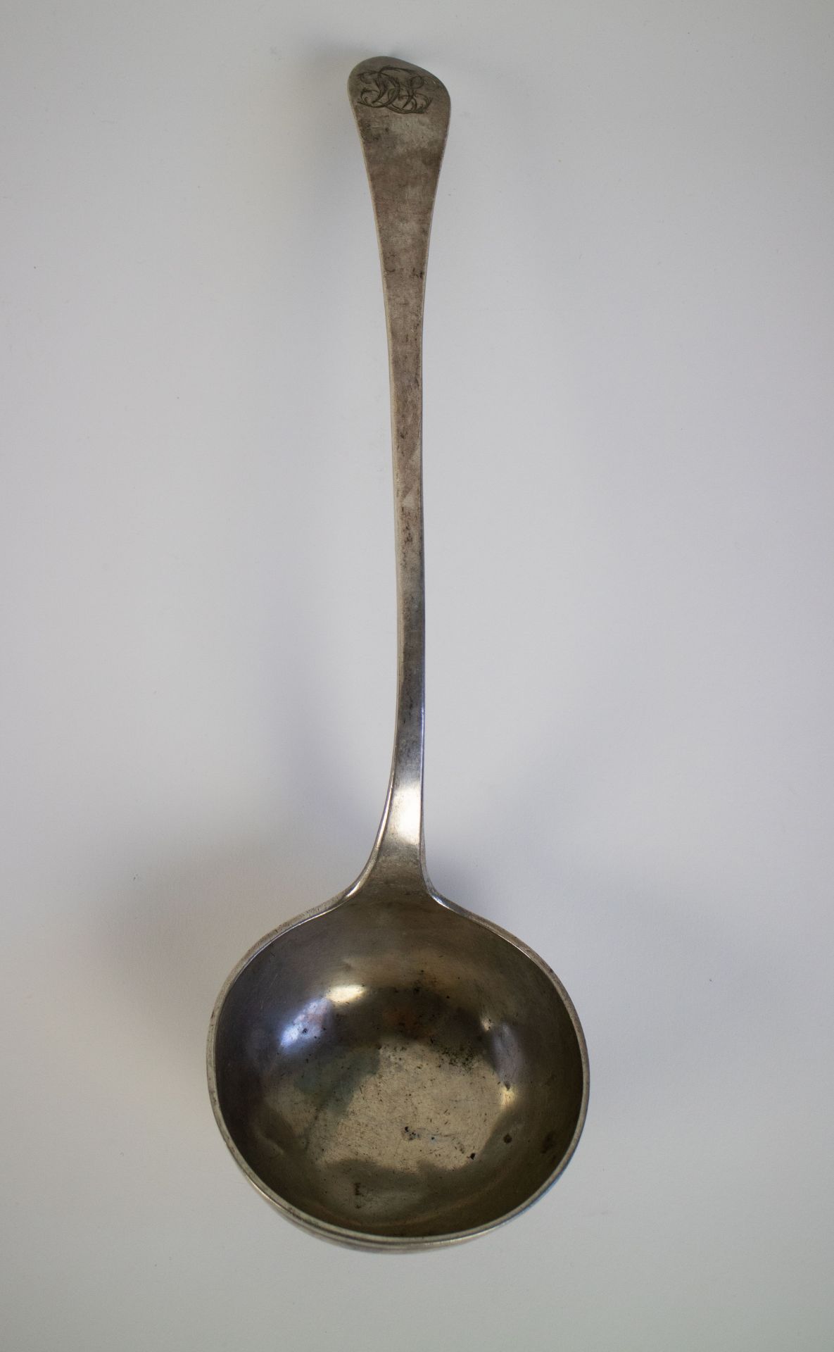 An early 19th C. Belgian silver soup ladle