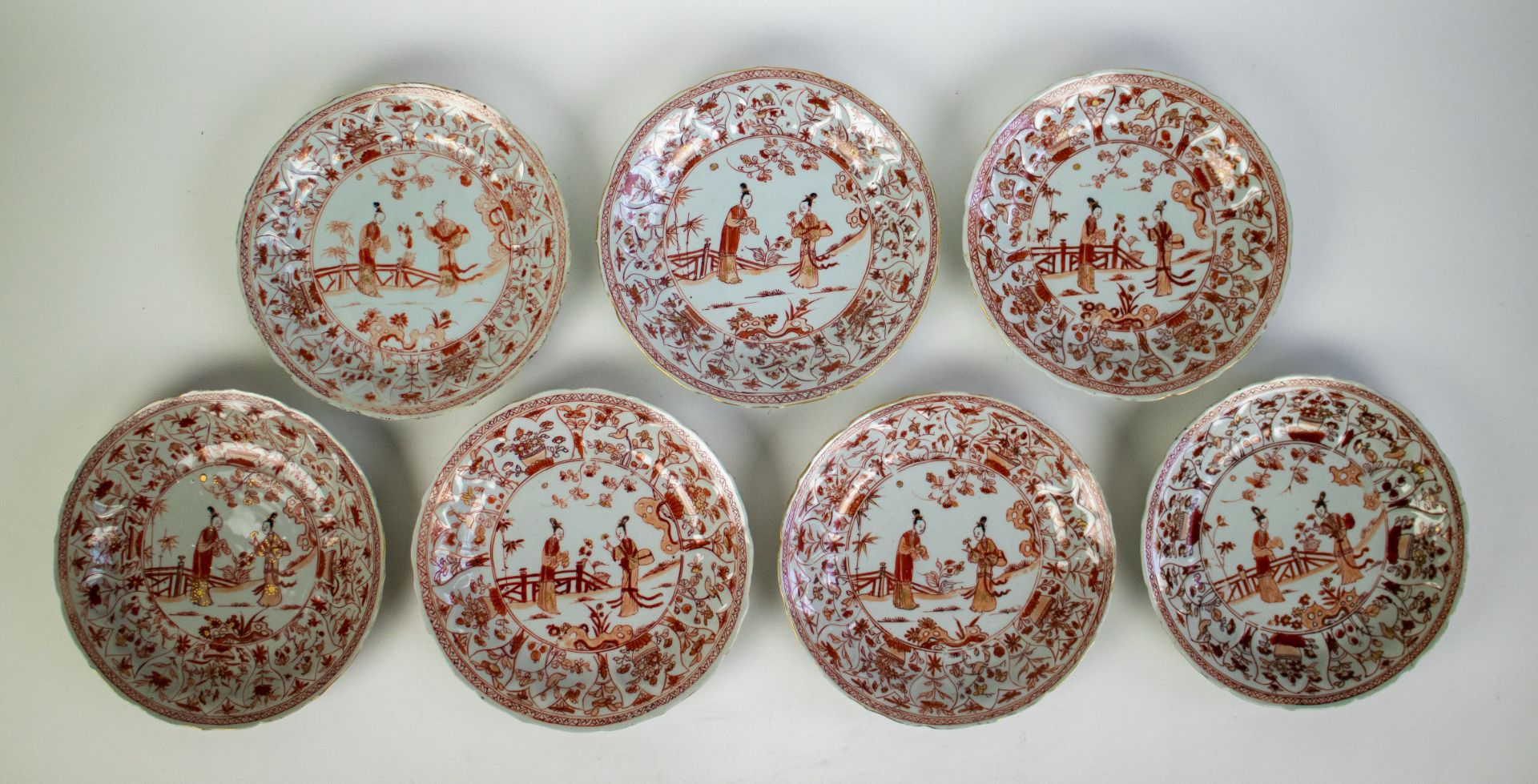 7 plates Kangxi fer de rouge