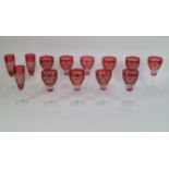 Val Saint Lambert red crystal glasses