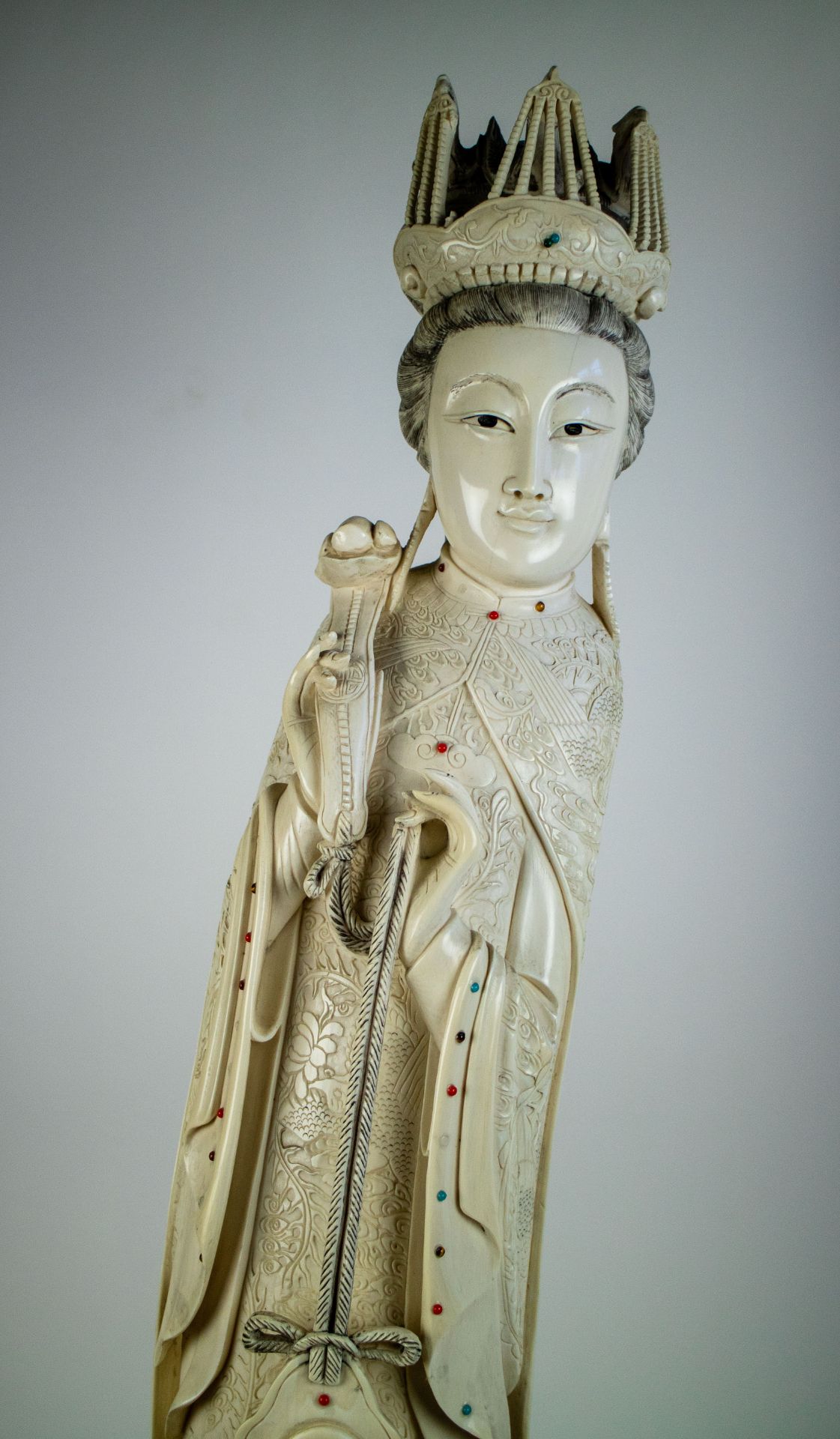 Large Chinese ivory figures Emperor and Empress - Image 5 of 13