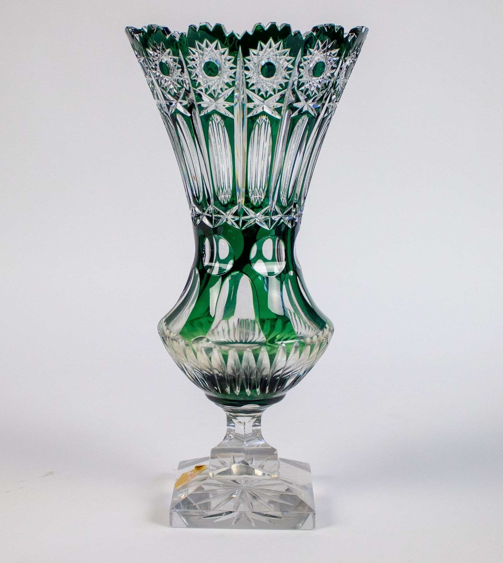 Green crystal vase Val Saint Lambert - Bild 2 aus 6