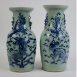 2 Chinese celadon vases