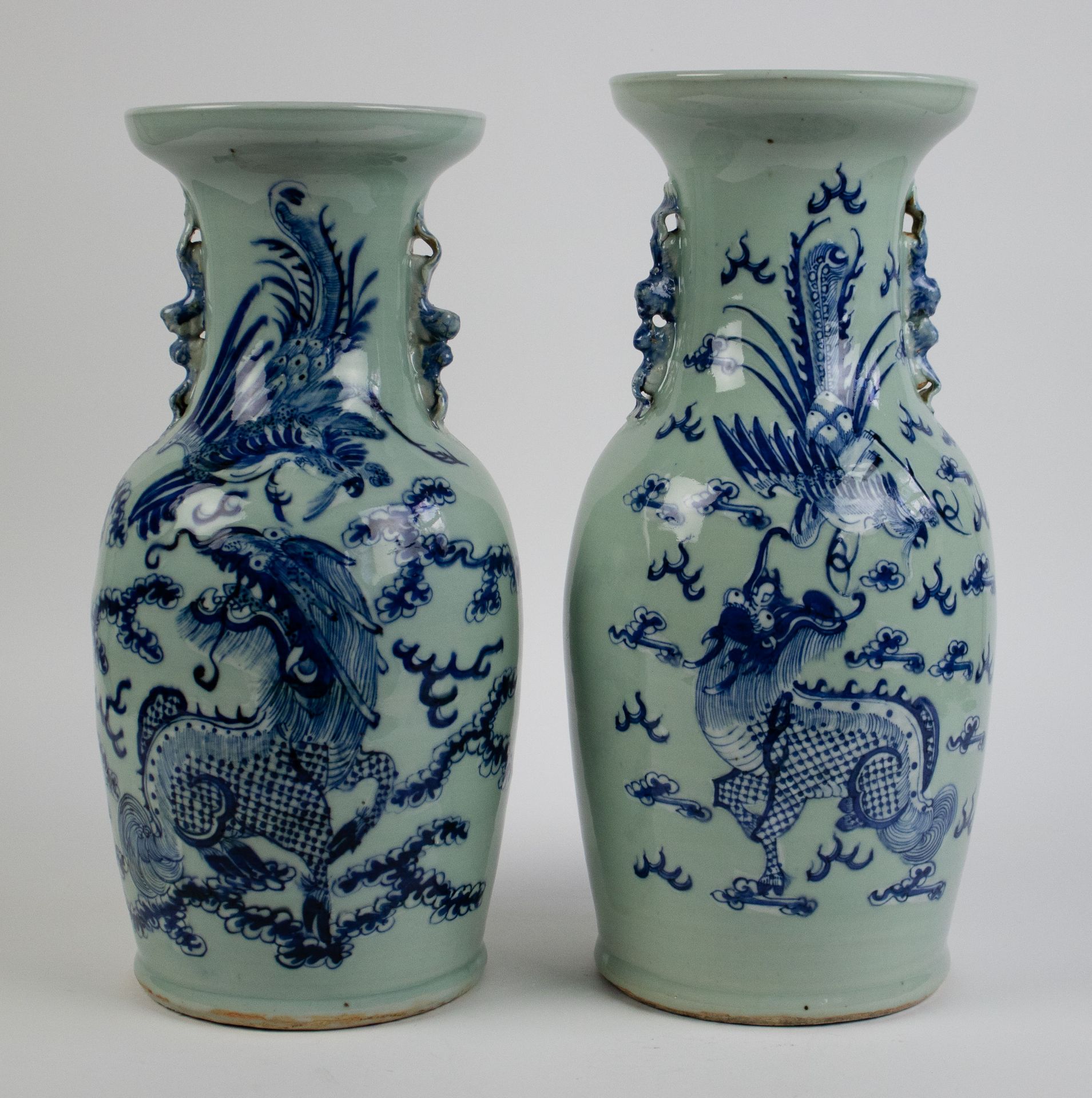 2 Chinese celadon vases