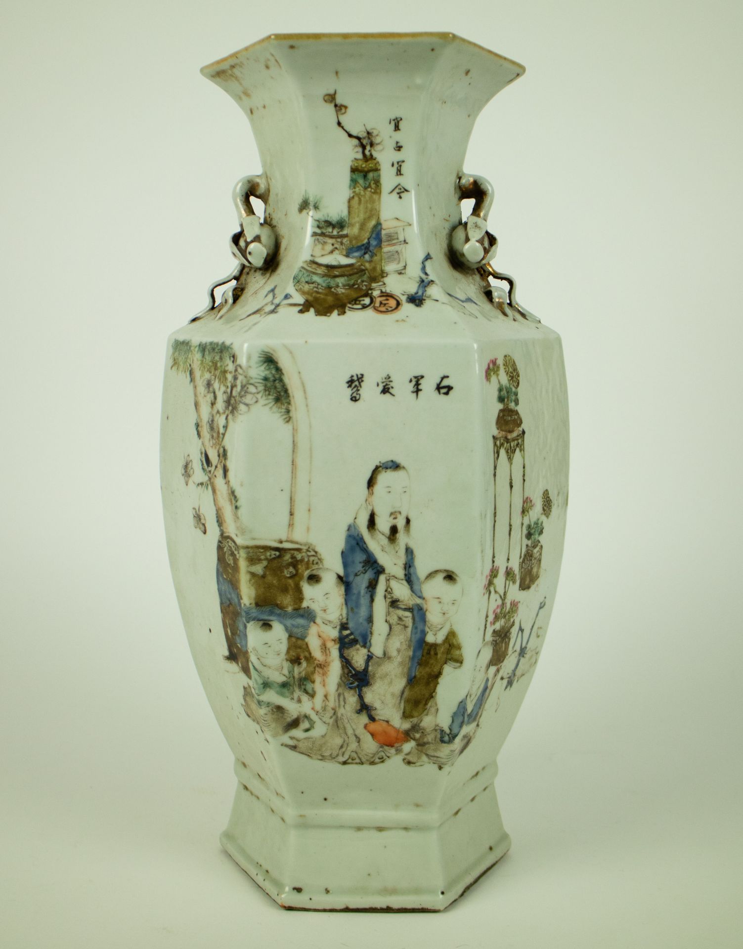 Octagonal chinese vase 19th century