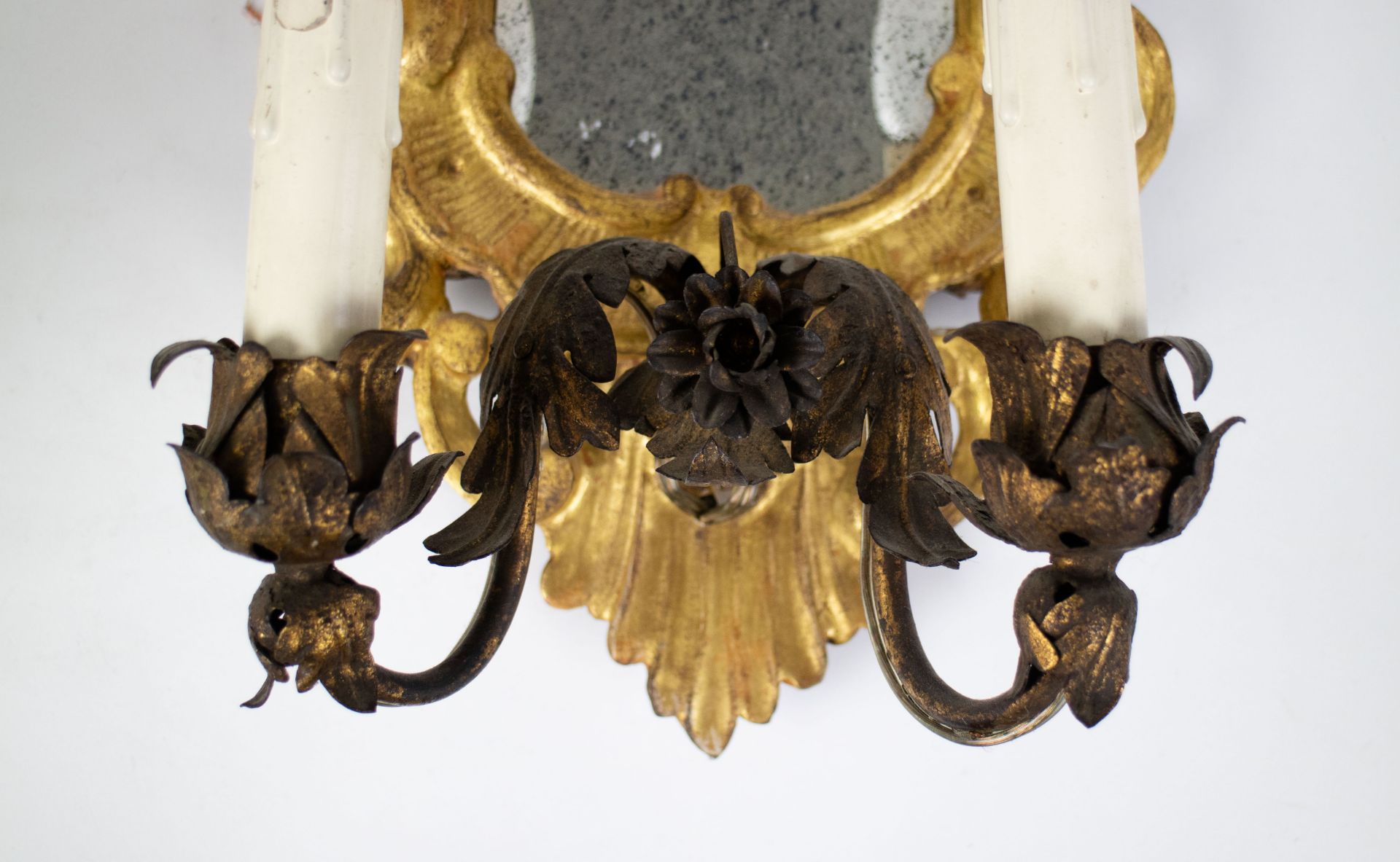 2 Italian gilt wooden mirrors with lights - Image 2 of 2