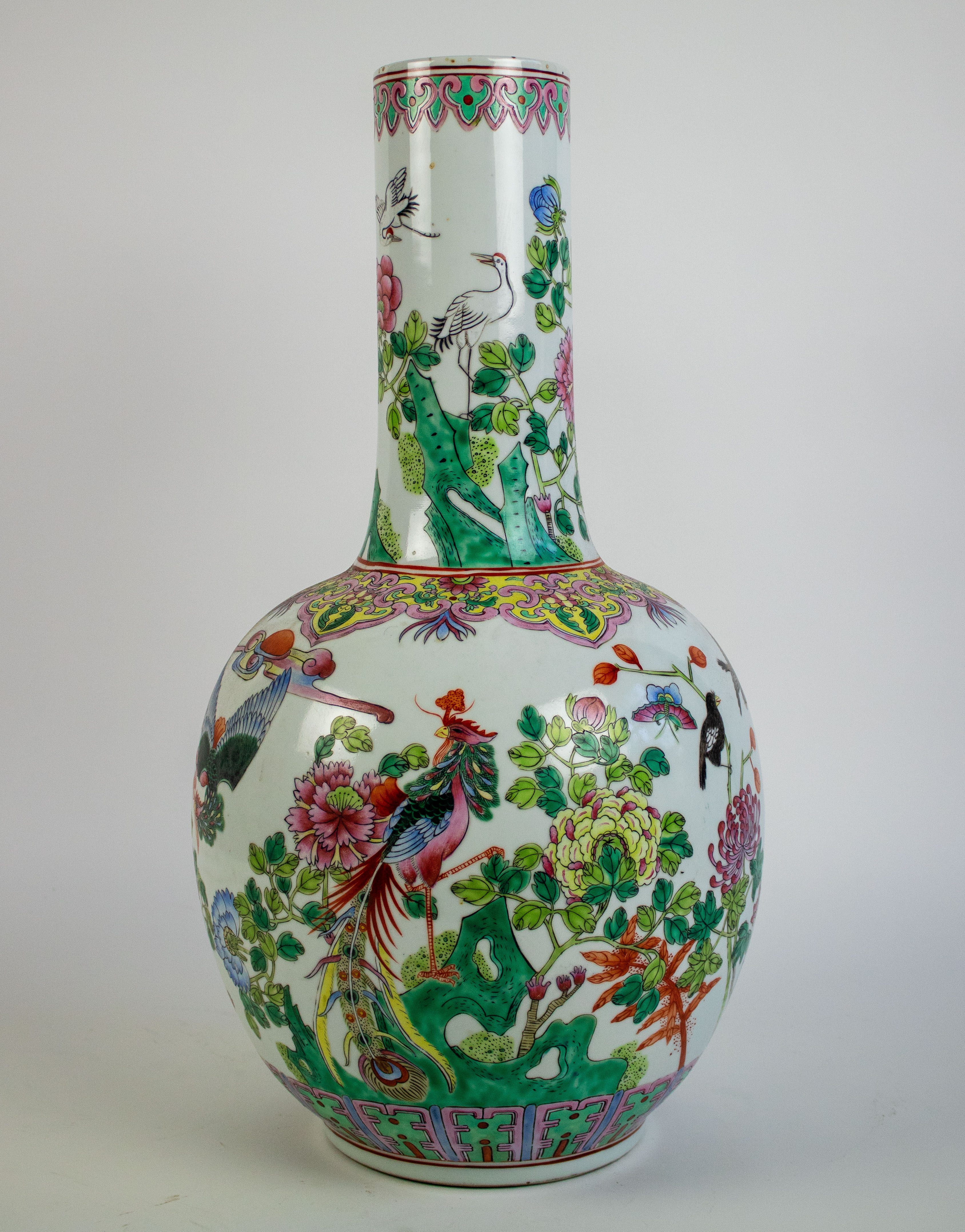 Chinese famille rose bottle vase