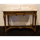 Gilded side table with marble top