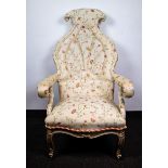 Armchair with embroidered fabric, Italian ca 1920