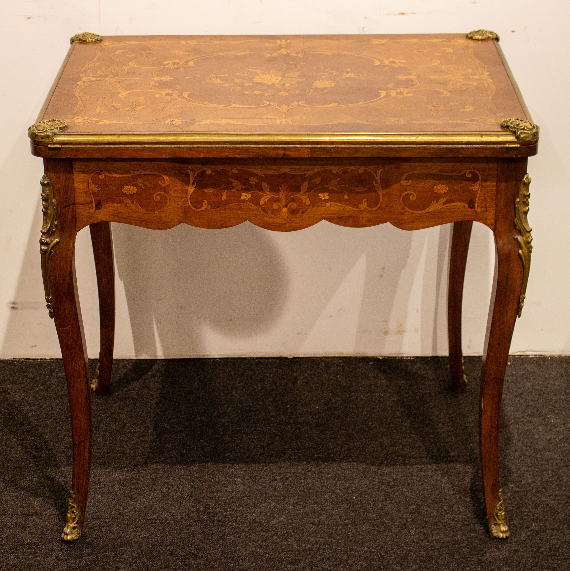 Card table with bronze fittings