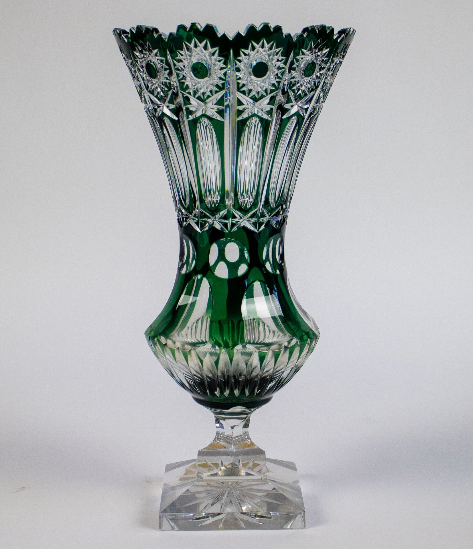 Green crystal vase Val Saint Lambert - Image 3 of 6