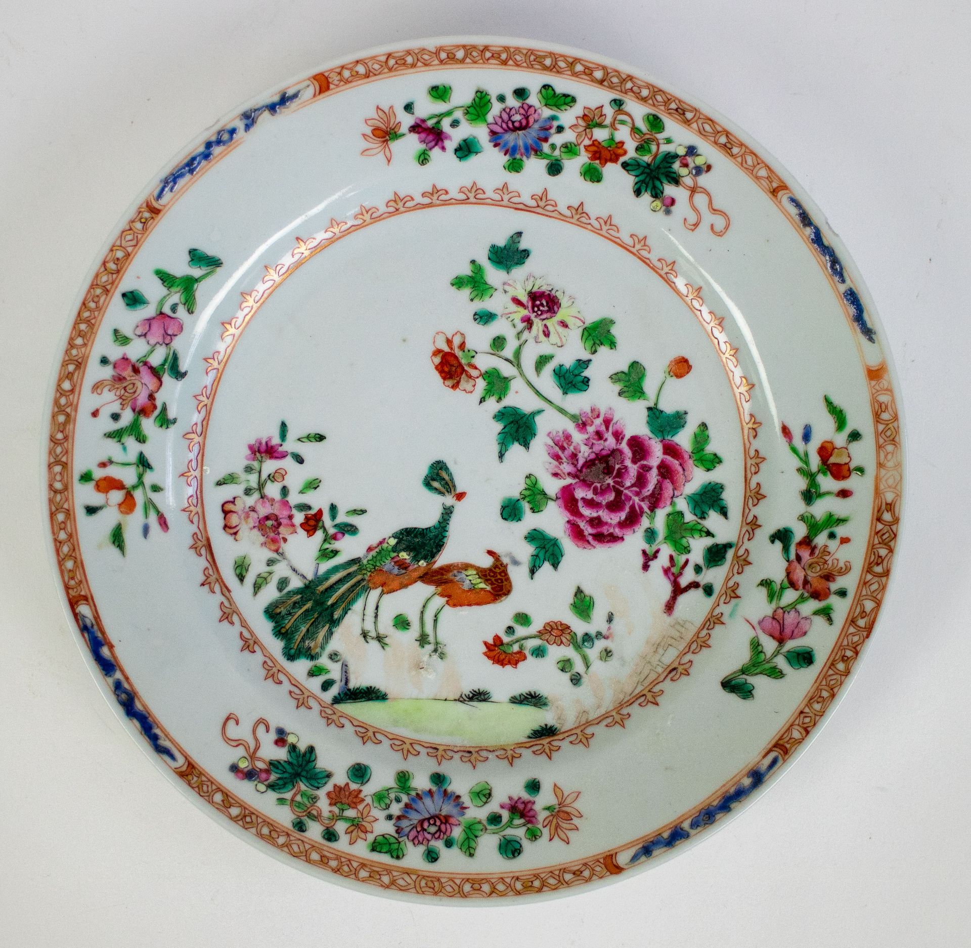 3 Famille rose Qianlong plates - Image 4 of 7
