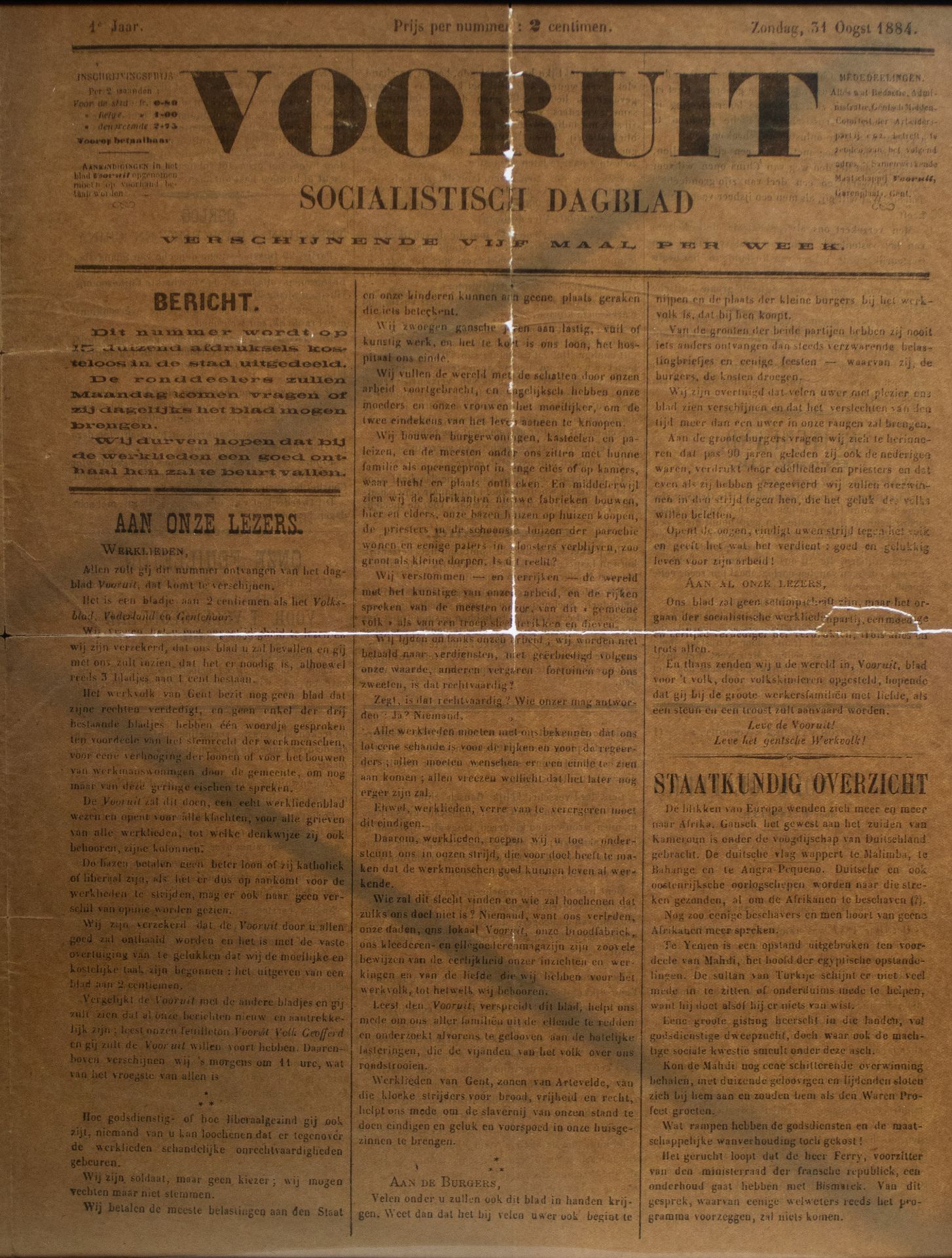 First copy of the newspaper 'De Vooruit' - Image 2 of 4