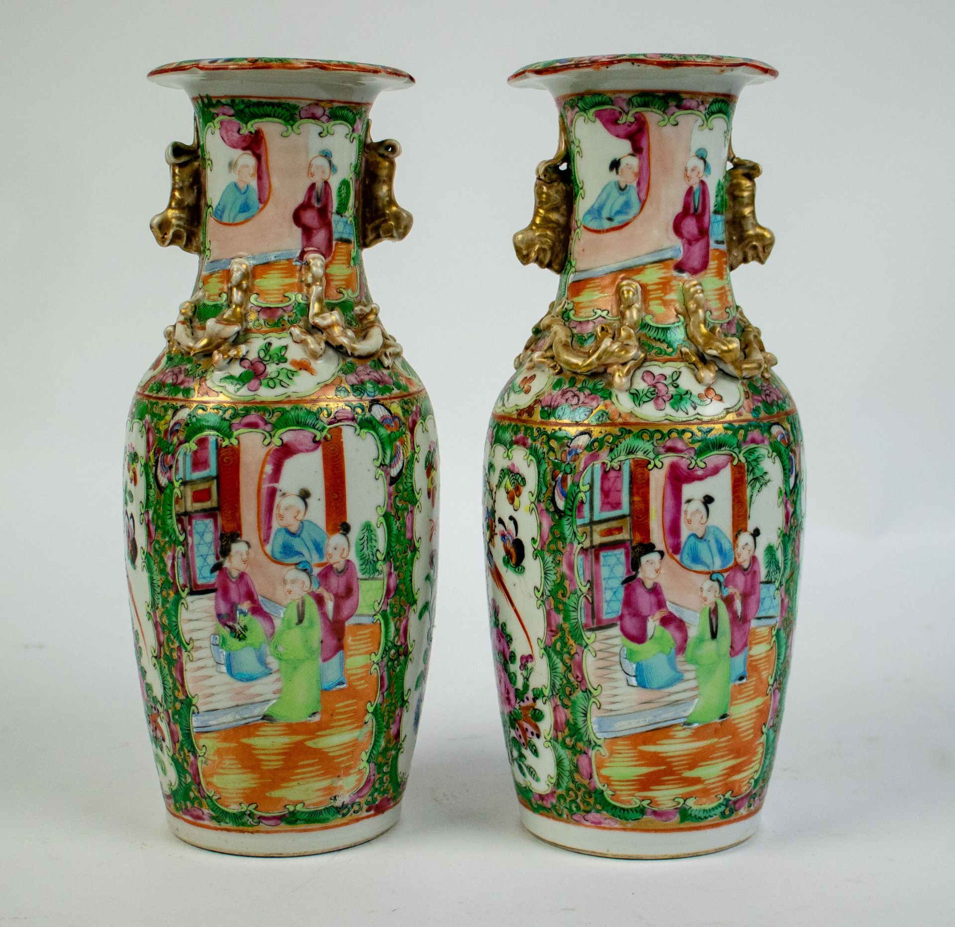 A pair of small kanton vases