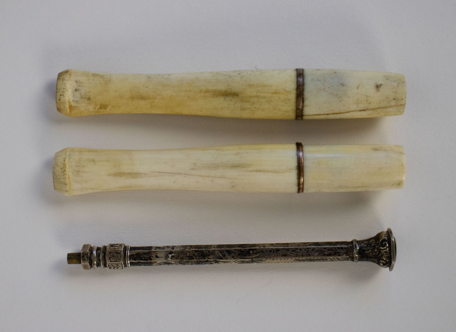 Lot silver with ivory and bone - Bild 2 aus 4