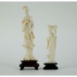 2 carved Chinese ivory He Xian Hu-figures